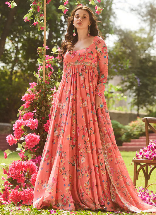 Soft Purple Embroidered Lucknowi Anarkali